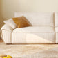 Beige Flared Arm Sofa Faux Leather Seating with Pillows for Living Room