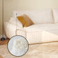 Beige Flared Arm Sofa Faux Leather Seating with Pillows for Living Room