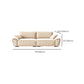Beige Flared Arm Sofa Faux Leather Seating with Pillows for Living Room