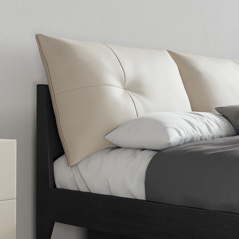 Gestoffeerd hoofdeinde standaard bed in het midden van de eeuw modern paneelbed donkergrijs