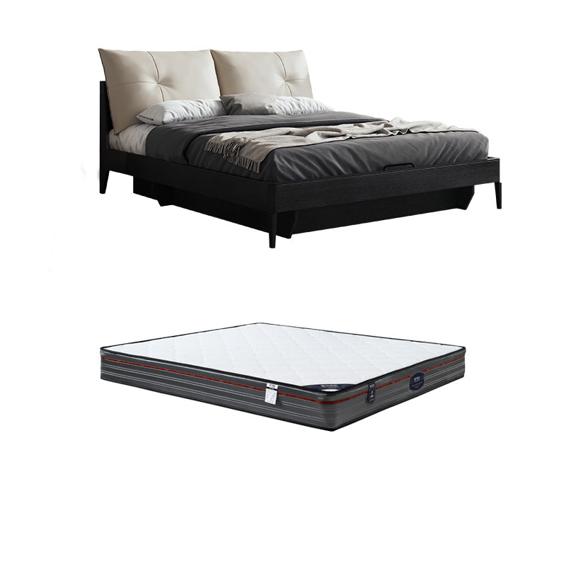 Gestoffeerd hoofdeinde standaard bed in het midden van de eeuw modern paneelbed donkergrijs