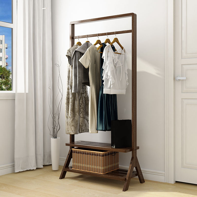 Contemporary Style Coat Hanger Double Shelves Solid Wood Coat Rack for Living Room Clearhalo 'Entry & Mudroom Furniture' 'furn' 'furn_hall_tree_coat_racks' 'Furniture' 'Hall Trees & Coat Racks' 'hall_tree_coat_racks' 6491025