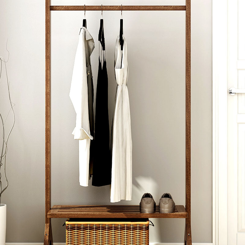 Contemporary Style Coat Hanger Double Shelves Solid Wood Coat Rack for Living Room Clearhalo 'Entry & Mudroom Furniture' 'furn' 'furn_hall_tree_coat_racks' 'Furniture' 'Hall Trees & Coat Racks' 'hall_tree_coat_racks' 6491028