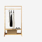 Contemporary Style Coat Hanger Double Shelves Solid Wood Coat Rack for Living Room 39.5"L x 14"W x 65"H Natural Clearhalo 'Entry & Mudroom Furniture' 'furn' 'furn_hall_tree_coat_racks' 'Furniture' 'Hall Trees & Coat Racks' 'hall_tree_coat_racks' 6491038
