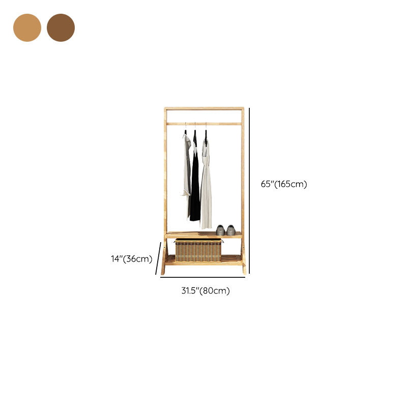 Contemporary Style Coat Hanger Double Shelves Solid Wood Coat Rack for Living Room Clearhalo 'Entry & Mudroom Furniture' 'furn' 'furn_hall_tree_coat_racks' 'Furniture' 'Hall Trees & Coat Racks' 'hall_tree_coat_racks' 6491040