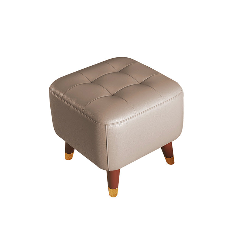 Midden-eeuwse moderne Ottomaanse echte lederen getuft vierkante poef met stoelpoten