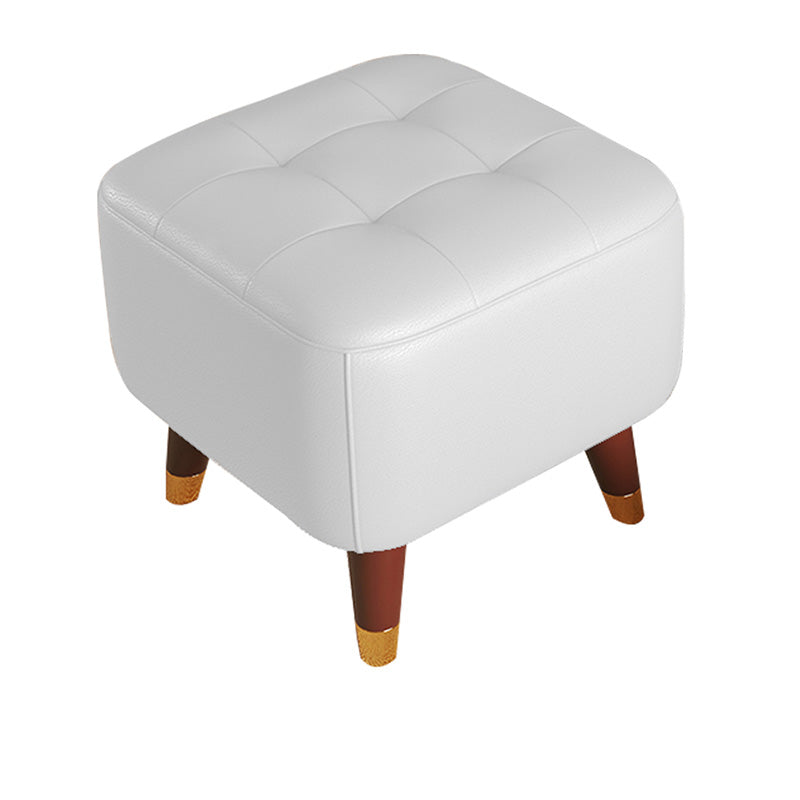 Midden-eeuwse moderne Ottomaanse echte lederen getuft vierkante poef met stoelpoten