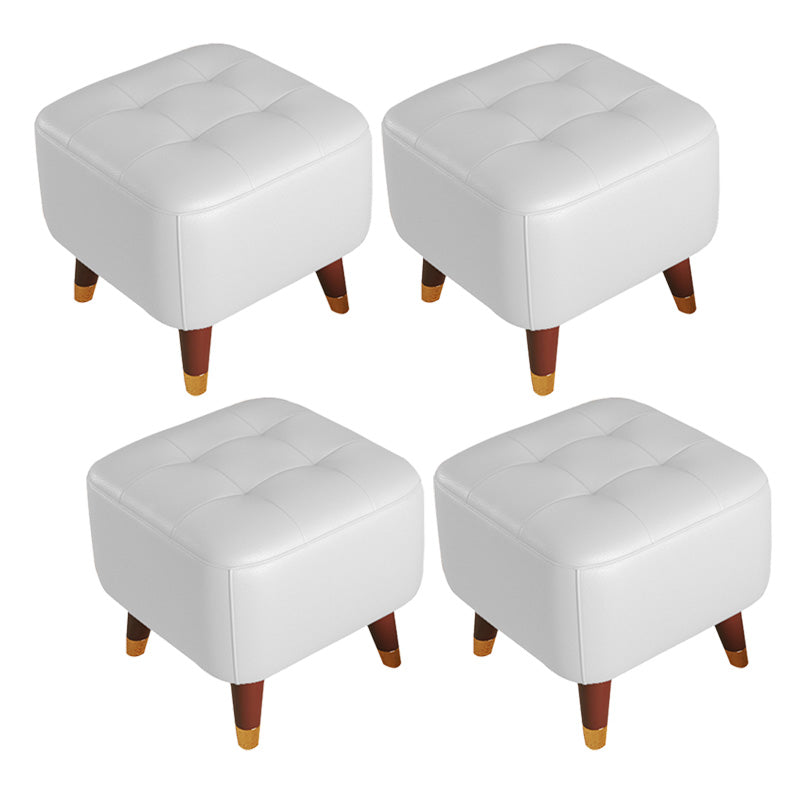 Otomático otomático de cuero genuino moderno otomano de mediados de siglo con patas de silla