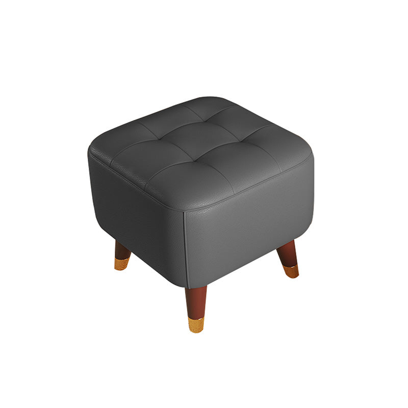 Midden-eeuwse moderne Ottomaanse echte lederen getuft vierkante poef met stoelpoten