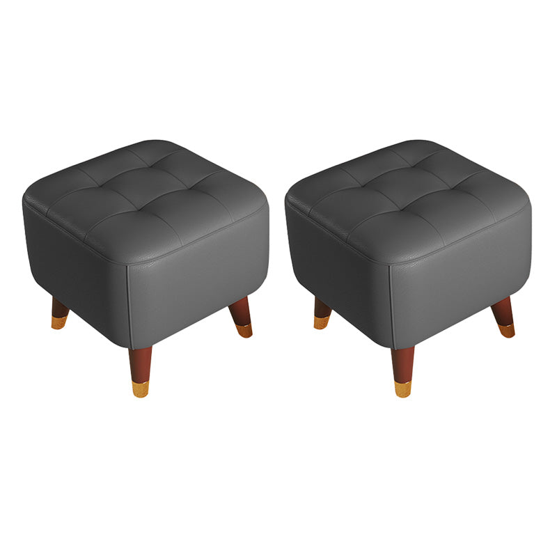 Midden-eeuwse moderne Ottomaanse echte lederen getuft vierkante poef met stoelpoten