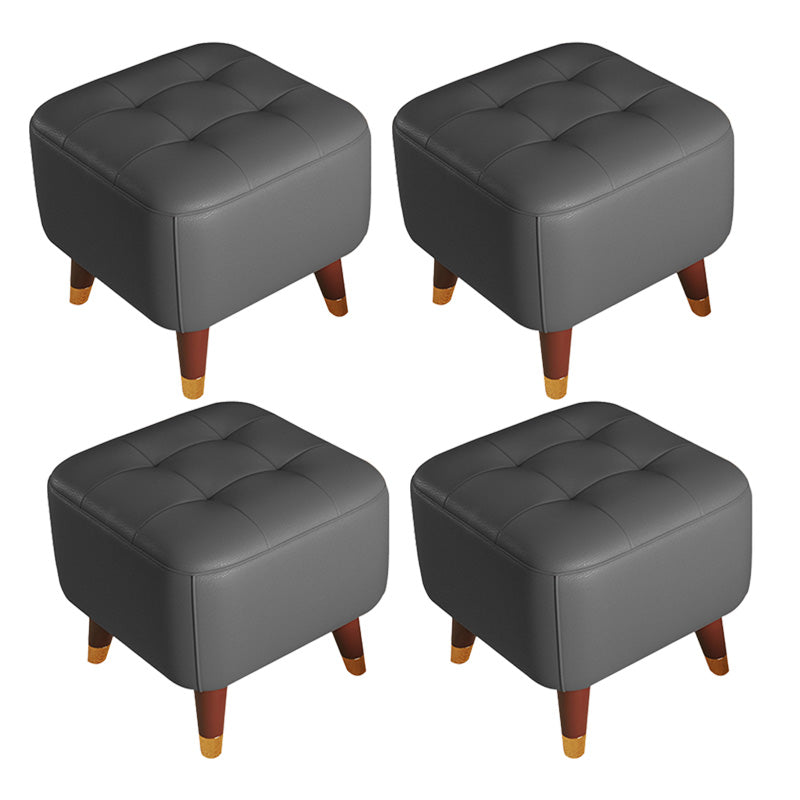 Otomático otomático de cuero genuino moderno otomano de mediados de siglo con patas de silla