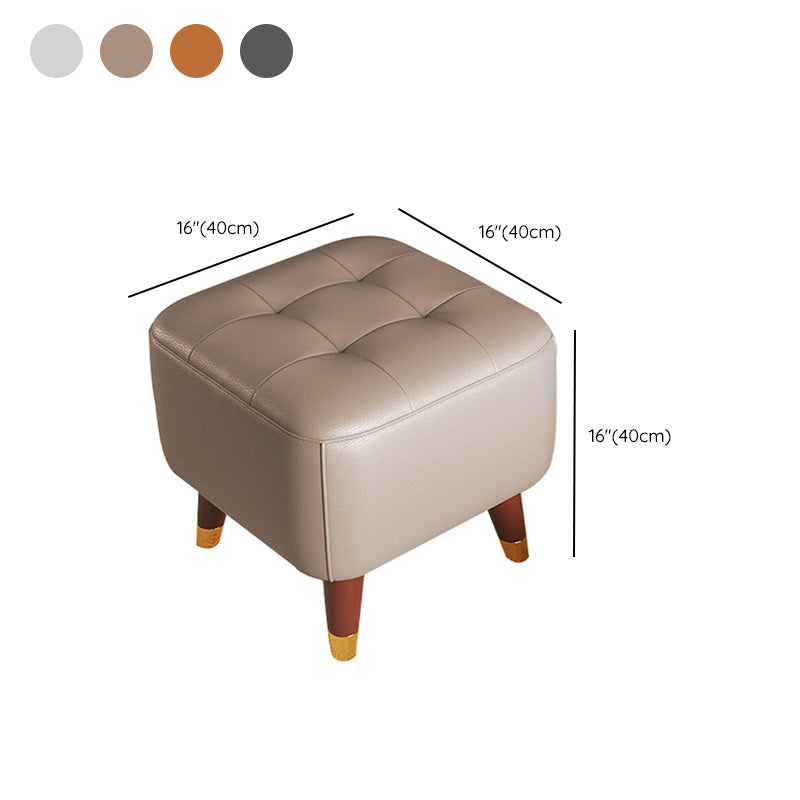 Midden-eeuwse moderne Ottomaanse echte lederen getuft vierkante poef met stoelpoten