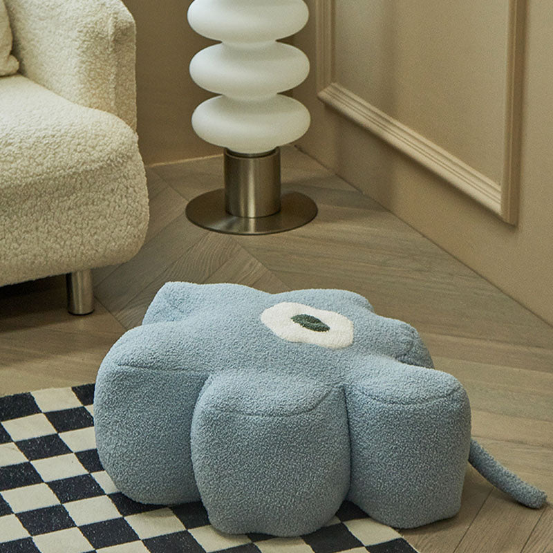Contemporary Pouf Ottoman Velvet Upholstered Flower Shape Ottoman Blue 1 Piece Clearhalo 'furn' 'furn_ottomans_poufs' 'Furniture' 'Living Room Furniture' 'Ottomans & Poufs' 'ottomans_poufs' 6493468