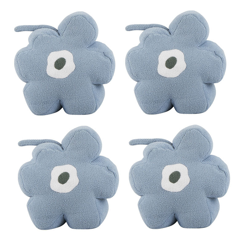 Contemporary Pouf Ottoman Velvet Upholstered Flower Shape Ottoman Blue 4 Piece Set Clearhalo 'furn' 'furn_ottomans_poufs' 'Furniture' 'Living Room Furniture' 'Ottomans & Poufs' 'ottomans_poufs' 6493472