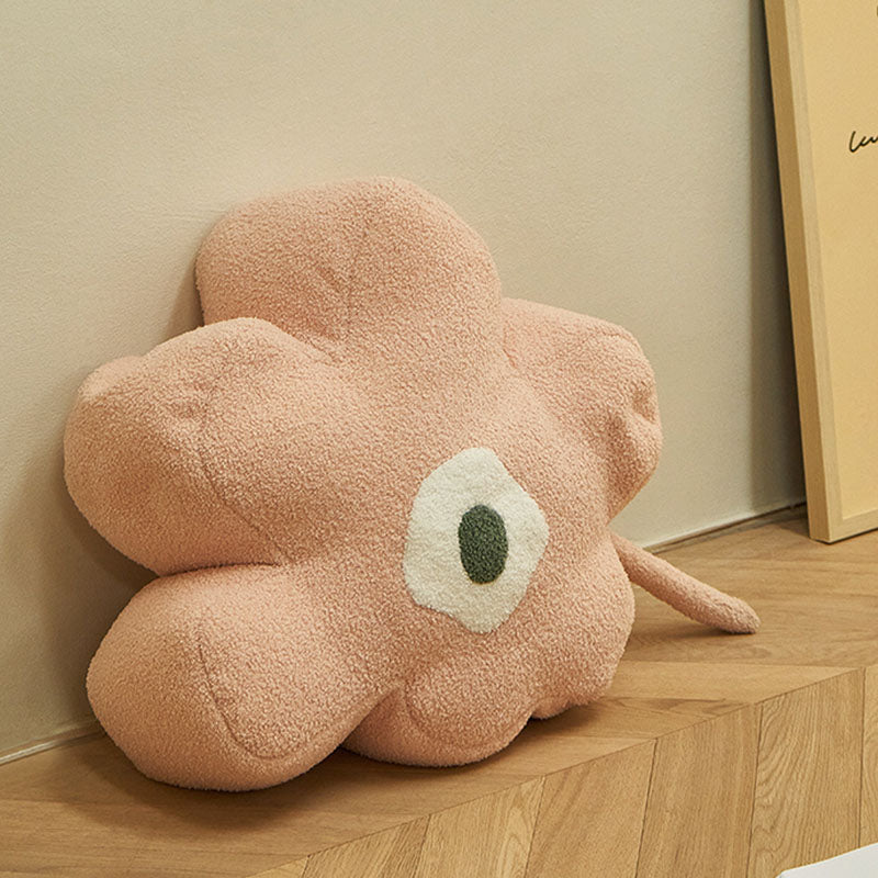 Contemporary Pouf Ottoman Velvet Upholstered Flower Shape Ottoman Off-White 1 Piece Clearhalo 'furn' 'furn_ottomans_poufs' 'Furniture' 'Living Room Furniture' 'Ottomans & Poufs' 'ottomans_poufs' 6493489