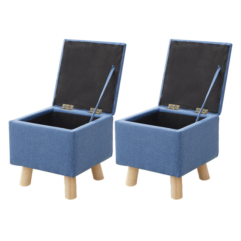 Modern Ottoman Solid Color Square Storage Cotton Linen Fade Resistant Ottoman