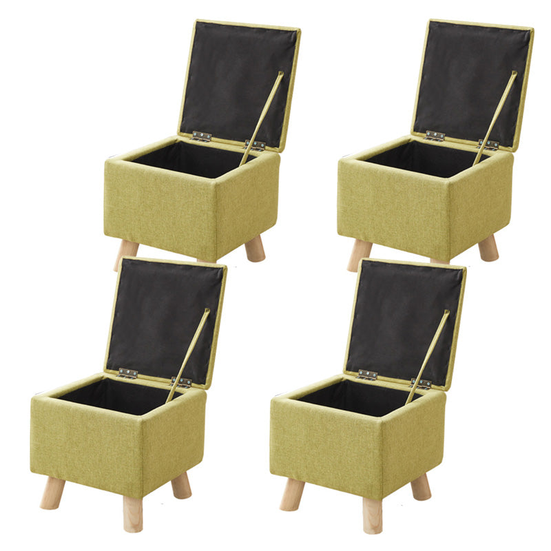 Modern Ottoman Solid Color Square Storage Cotton Linen Fade Resistant Ottoman