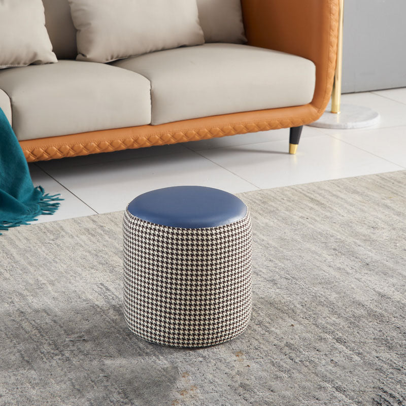 Modern Stain Resistant Pouf Round Shape Pouf for Living Room Dark Blue 1 Piece Clearhalo 'furn' 'furn_ottomans_poufs' 'Furniture' 'Living Room Furniture' 'Ottomans & Poufs' 'ottomans_poufs' 6493524
