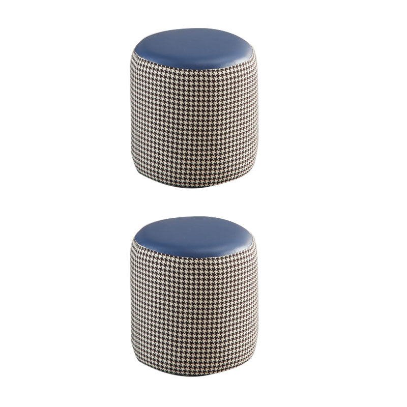 Modern Stain Resistant Pouf Round Shape Pouf for Living Room Dark Blue 2 Piece Set Clearhalo 'furn' 'furn_ottomans_poufs' 'Furniture' 'Living Room Furniture' 'Ottomans & Poufs' 'ottomans_poufs' 6493540