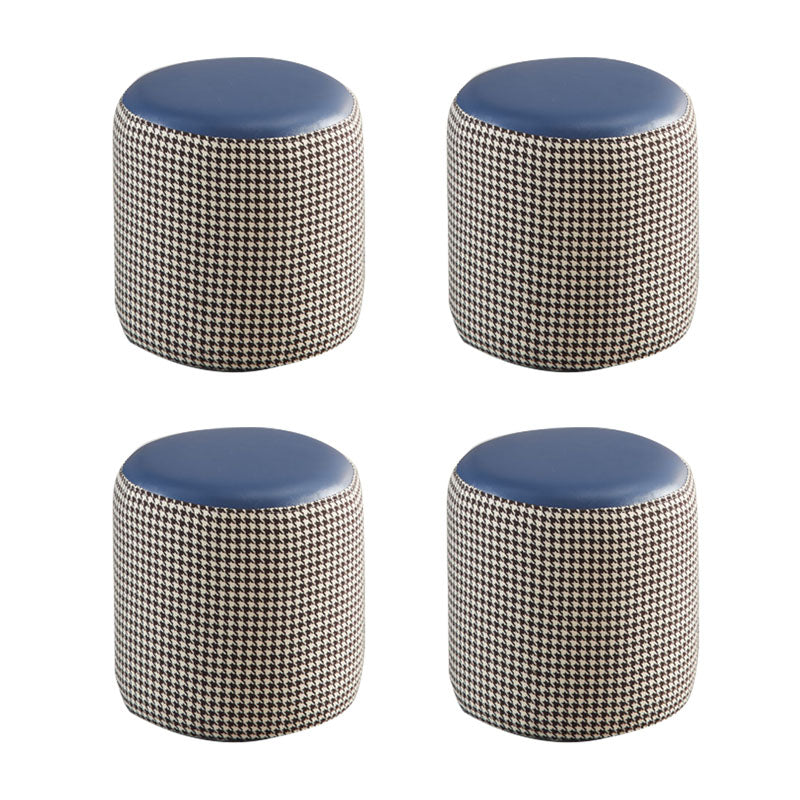 Modern Stain Resistant Pouf Round Shape Pouf for Living Room Dark Blue 4 Piece Set Clearhalo 'furn' 'furn_ottomans_poufs' 'Furniture' 'Living Room Furniture' 'Ottomans & Poufs' 'ottomans_poufs' 6493542