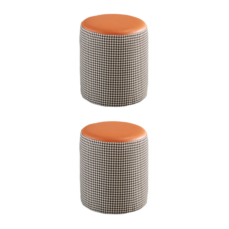 Modern Stain Resistant Pouf Round Shape Pouf for Living Room Orange Red 2 Piece Set Clearhalo 'furn' 'furn_ottomans_poufs' 'Furniture' 'Living Room Furniture' 'Ottomans & Poufs' 'ottomans_poufs' 6493548