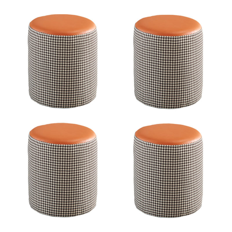 Modern Stain Resistant Pouf Round Shape Pouf for Living Room Orange Red 4 Piece Set Clearhalo 'furn' 'furn_ottomans_poufs' 'Furniture' 'Living Room Furniture' 'Ottomans & Poufs' 'ottomans_poufs' 6493550