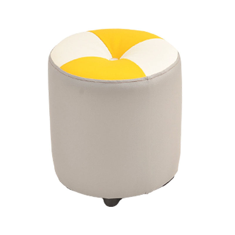 Modern Leather Pouf Stain Resistant Color Pouf for Drawing Room Yellow White 1 Piece Clearhalo 'furn' 'furn_ottomans_poufs' 'Furniture' 'Living Room Furniture' 'Ottomans & Poufs' 'ottomans_poufs' 6493585