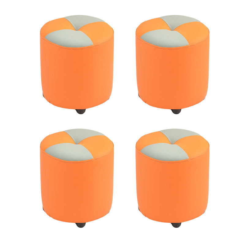 Modern Leather Pouf Stain Resistant Color Pouf for Drawing Room Orange 4 Piece Set Clearhalo 'furn' 'furn_ottomans_poufs' 'Furniture' 'Living Room Furniture' 'Ottomans & Poufs' 'ottomans_poufs' 6493591