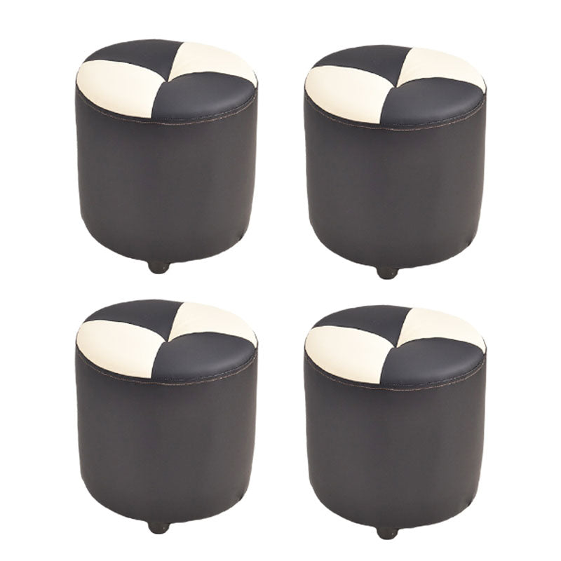 Modern Leather Pouf Stain Resistant Color Pouf for Drawing Room Black 4 Piece Set Clearhalo 'furn' 'furn_ottomans_poufs' 'Furniture' 'Living Room Furniture' 'Ottomans & Poufs' 'ottomans_poufs' 6493599