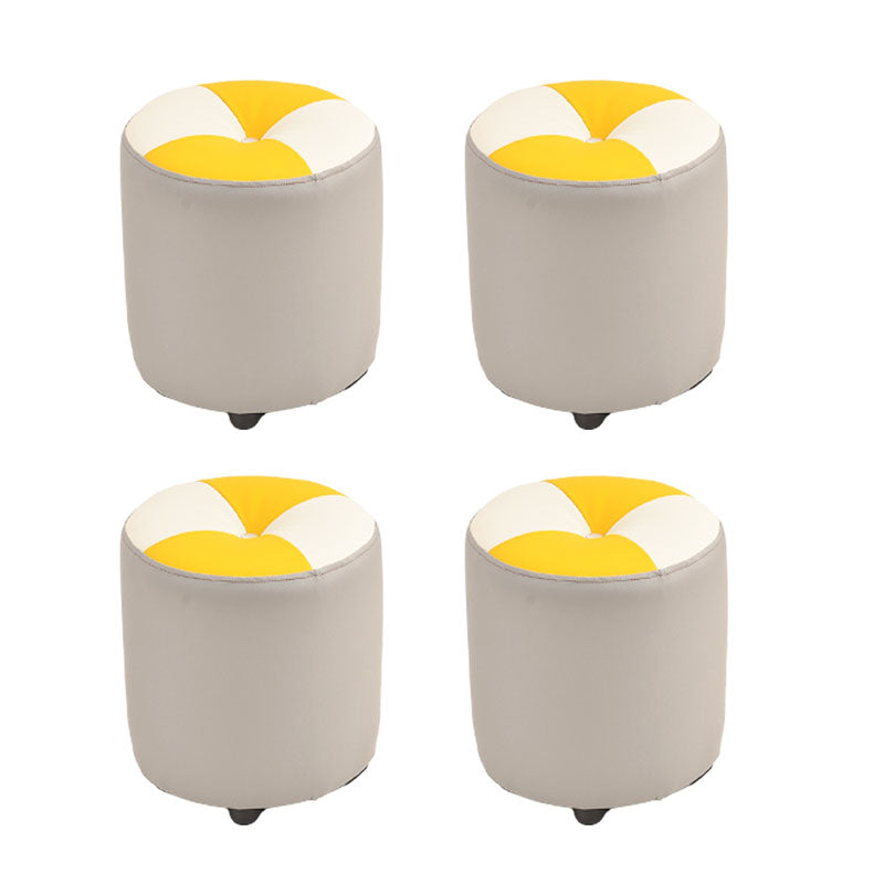 Modern Leather Pouf Stain Resistant Color Pouf for Drawing Room Yellow White 4 Piece Set Clearhalo 'furn' 'furn_ottomans_poufs' 'Furniture' 'Living Room Furniture' 'Ottomans & Poufs' 'ottomans_poufs' 6493607