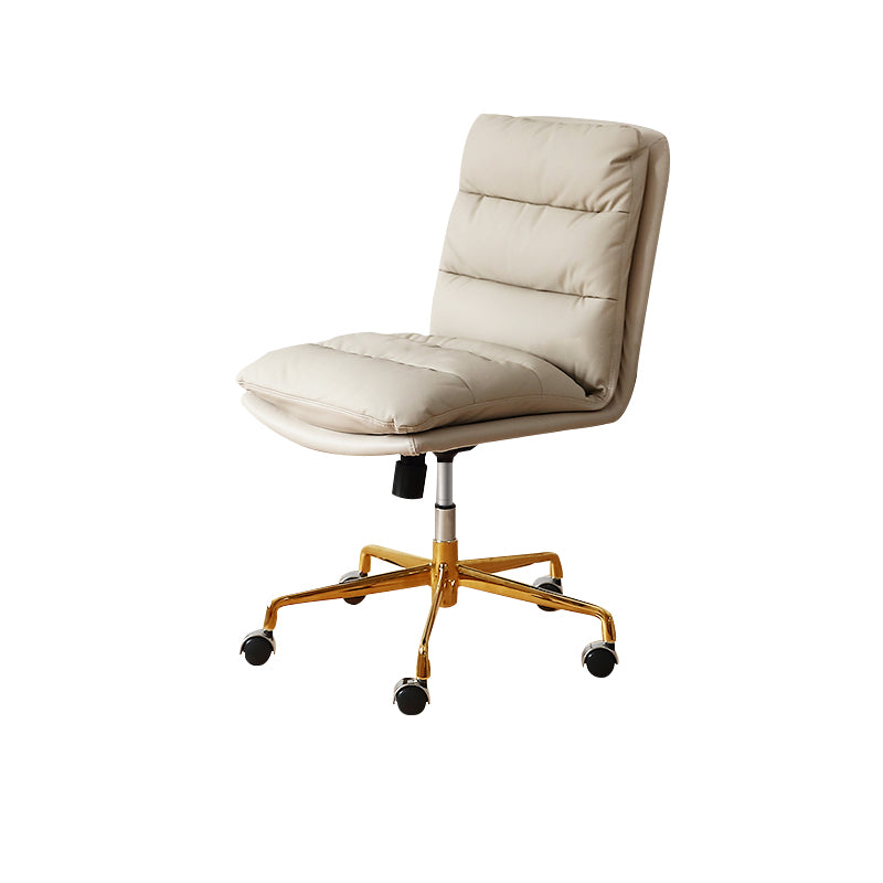 Modern Tufted Managers Chair Faux Leather Desk Mid-Back Chair White 1 Piece Star Base Clearhalo 'furn' 'furn_office_chair' 'Furniture' 'Office Chairs' 'Office Furniture' 'office_chair' 6493753