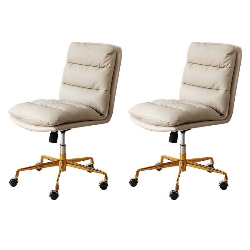 Modern Tufted Managers Chair Faux Leather Desk Mid-Back Chair White 2 Piece Set Star Base Clearhalo 'furn' 'furn_office_chair' 'Furniture' 'Office Chairs' 'Office Furniture' 'office_chair' 6493754