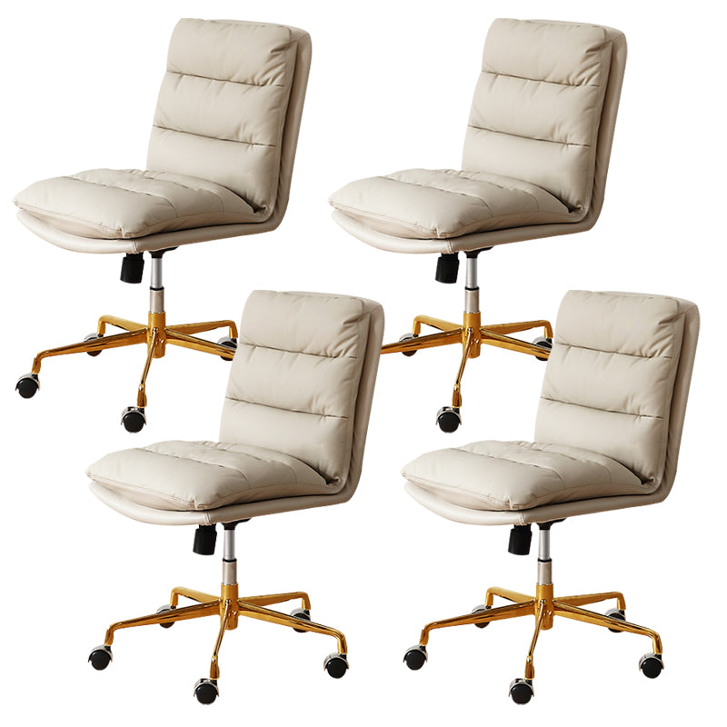 Modern Tufted Managers Chair Faux Leather Desk Mid-Back Chair White 4 Piece Set Star Base Clearhalo 'furn' 'furn_office_chair' 'Furniture' 'Office Chairs' 'Office Furniture' 'office_chair' 6493757