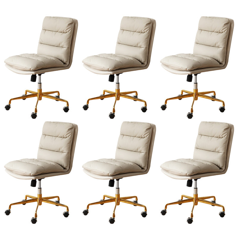 Modern Tufted Managers Chair Faux Leather Desk Mid-Back Chair White 6 Piece Set Star Base Clearhalo 'furn' 'furn_office_chair' 'Furniture' 'Office Chairs' 'Office Furniture' 'office_chair' 6493759