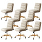 Modern Tufted Managers Chair Faux Leather Desk Mid-Back Chair White 8 Piece Set Star Base Clearhalo 'furn' 'furn_office_chair' 'Furniture' 'Office Chairs' 'Office Furniture' 'office_chair' 6493761