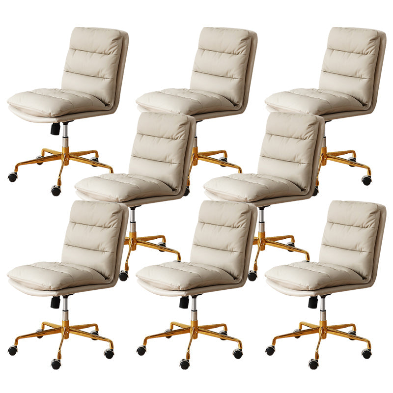 Modern Tufted Managers Chair Faux Leather Desk Mid-Back Chair White 8 Piece Set Star Base Clearhalo 'furn' 'furn_office_chair' 'Furniture' 'Office Chairs' 'Office Furniture' 'office_chair' 6493761