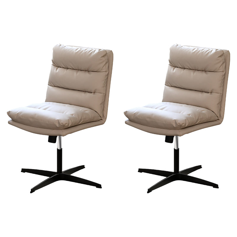 Modern Tufted Managers Chair Faux Leather Desk Mid-Back Chair White 2 Piece Set 4-Star Clearhalo 'furn' 'furn_office_chair' 'Furniture' 'Office Chairs' 'Office Furniture' 'office_chair' 6493765