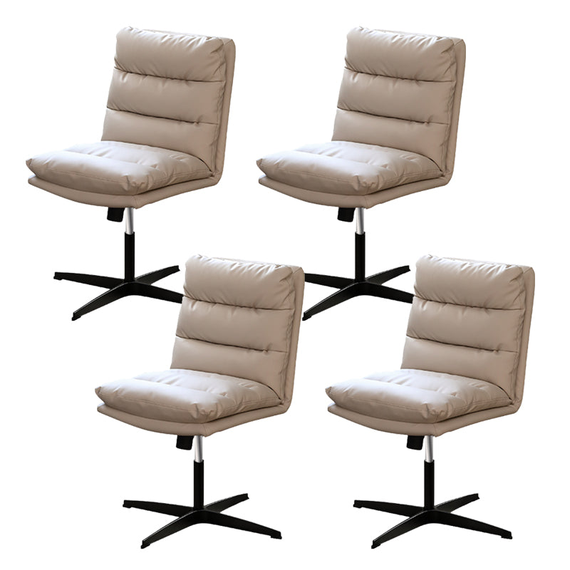 Modern Tufted Managers Chair Faux Leather Desk Mid-Back Chair White 4 Piece Set 4-Star Clearhalo 'furn' 'furn_office_chair' 'Furniture' 'Office Chairs' 'Office Furniture' 'office_chair' 6493766