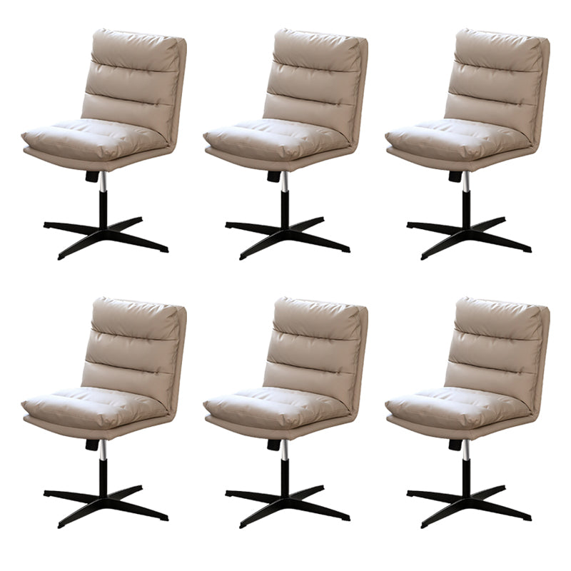 Modern Tufted Managers Chair Faux Leather Desk Mid-Back Chair White 6 Piece Set 4-Star Clearhalo 'furn' 'furn_office_chair' 'Furniture' 'Office Chairs' 'Office Furniture' 'office_chair' 6493767
