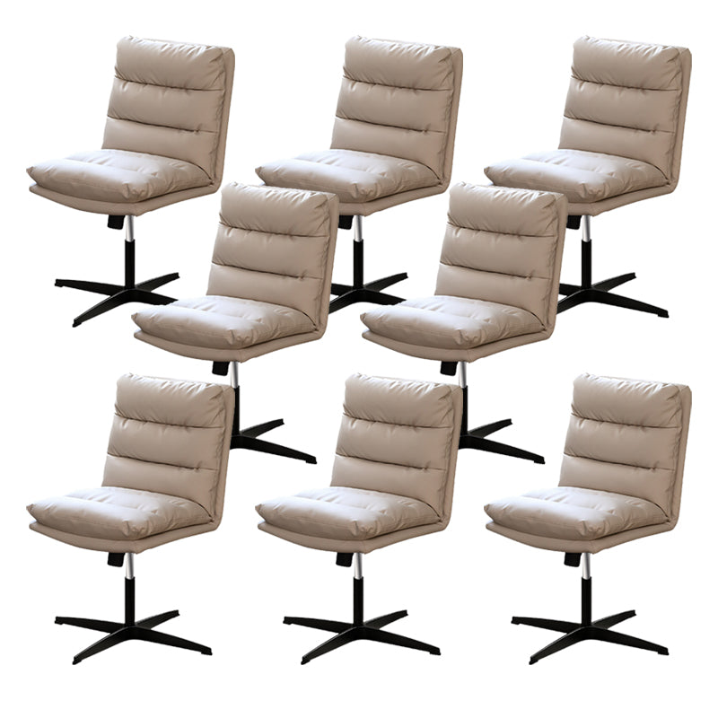 Modern Tufted Managers Chair Faux Leather Desk Mid-Back Chair White 8 Piece Set 4-Star Clearhalo 'furn' 'furn_office_chair' 'Furniture' 'Office Chairs' 'Office Furniture' 'office_chair' 6493768