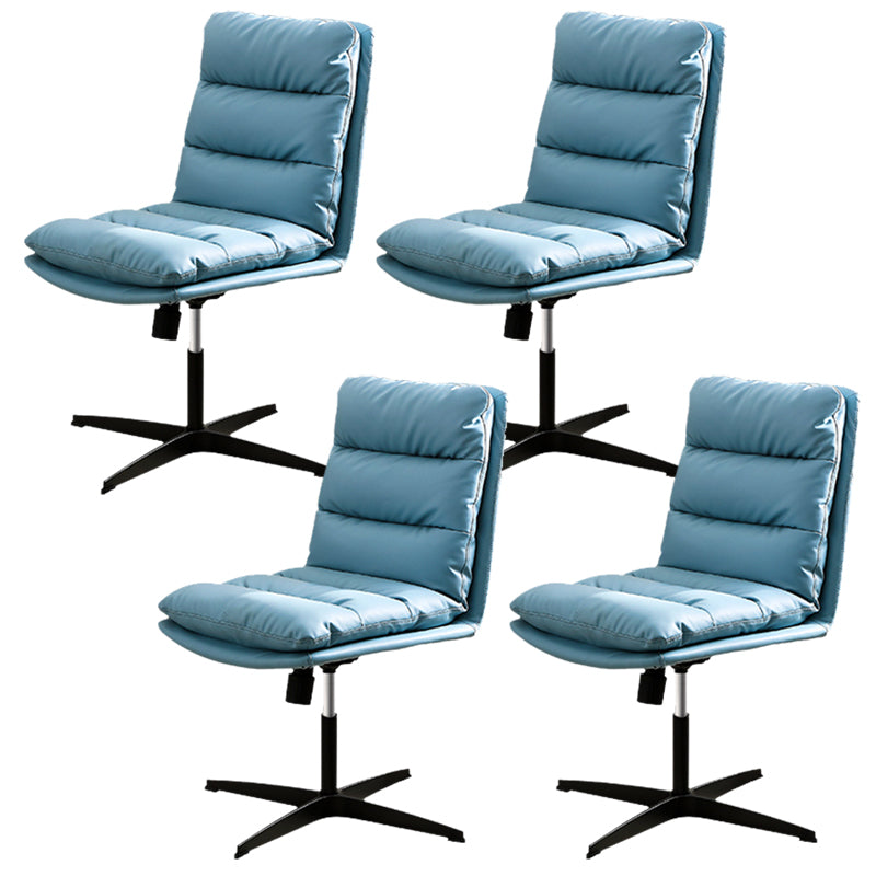 Modern Tufted Managers Chair Faux Leather Desk Mid-Back Chair Blue 4 Piece Set 4-Star Clearhalo 'furn' 'furn_office_chair' 'Furniture' 'Office Chairs' 'Office Furniture' 'office_chair' 6493771