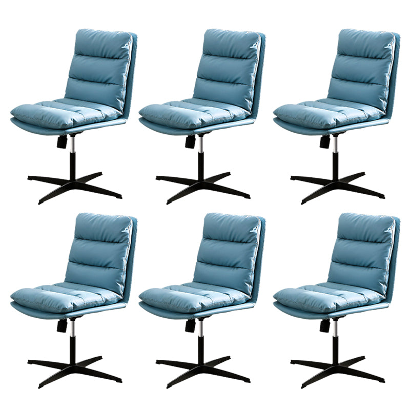Modern Tufted Managers Chair Faux Leather Desk Mid-Back Chair Blue 6 Piece Set 4-Star Clearhalo 'furn' 'furn_office_chair' 'Furniture' 'Office Chairs' 'Office Furniture' 'office_chair' 6493772