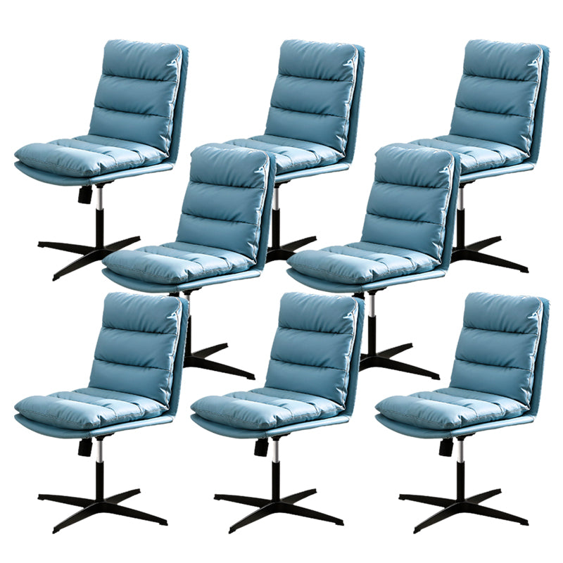 Modern Tufted Managers Chair Faux Leather Desk Mid-Back Chair Blue 8 Piece Set 4-Star Clearhalo 'furn' 'furn_office_chair' 'Furniture' 'Office Chairs' 'Office Furniture' 'office_chair' 6493773