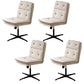 Modern Tufted Managers Chair Faux Leather Desk Mid-Back Chair Off-White 4 Piece Set 4-Star Clearhalo 'furn' 'furn_office_chair' 'Furniture' 'Office Chairs' 'Office Furniture' 'office_chair' 6493775