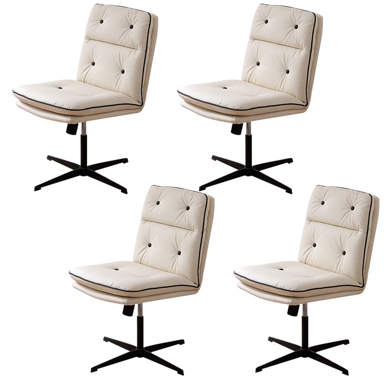 Modern Tufted Managers Chair Faux Leather Desk Mid-Back Chair Off-White 4 Piece Set 4-Star Clearhalo 'furn' 'furn_office_chair' 'Furniture' 'Office Chairs' 'Office Furniture' 'office_chair' 6493775