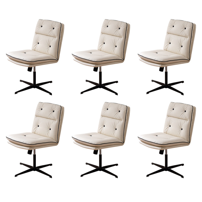Modern Tufted Managers Chair Faux Leather Desk Mid-Back Chair Off-White 6 Piece Set 4-Star Clearhalo 'furn' 'furn_office_chair' 'Furniture' 'Office Chairs' 'Office Furniture' 'office_chair' 6493776