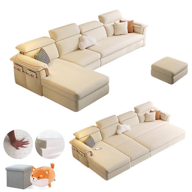 Scandinavian Fabric Sofa Bed Cushion Back Flared Arms with Storage Sleeper Sofa