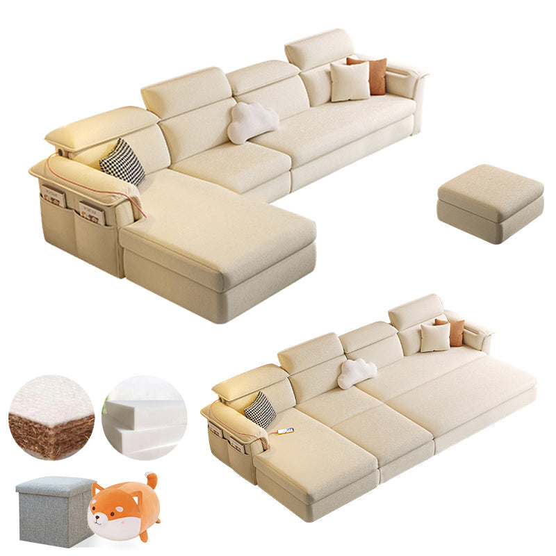 Scandinavian Fabric Sofa Bed Cushion Back Flared Arms with Storage Sleeper Sofa