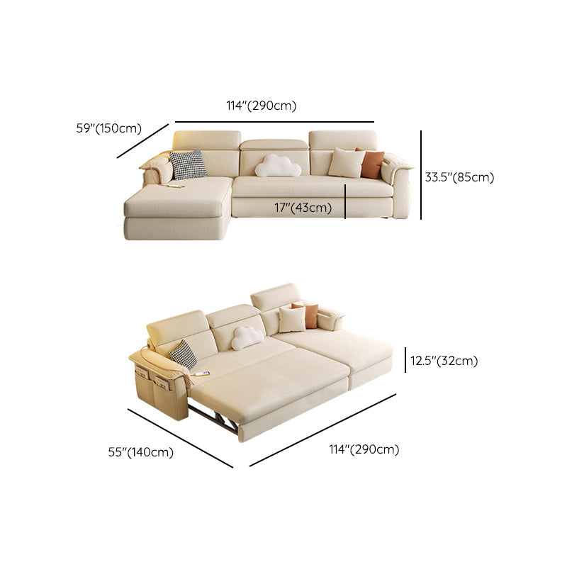 Scandinavian Fabric Sofa Bed Cushion Back Flared Arms with Storage Sleeper Sofa