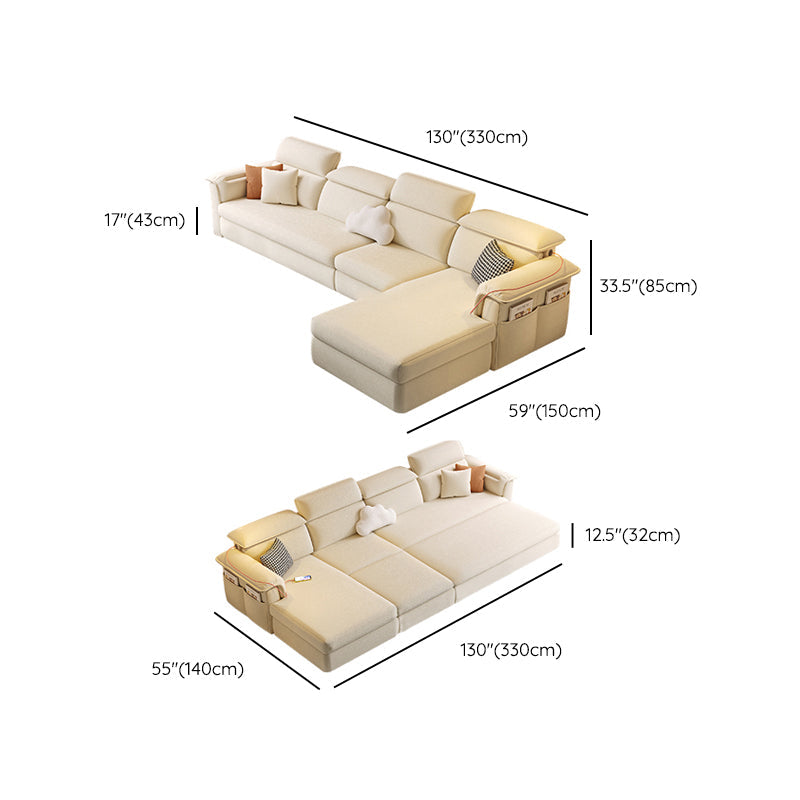 Scandinavian Fabric Sofa Bed Cushion Back Flared Arms with Storage Sleeper Sofa